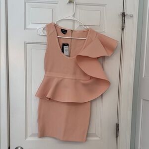 bebe One Shoulder Peach Dress